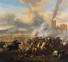 Jan van Huchtenburgh, Schlachtenszenerie, 1700, Oil on canvas