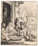 Abraham die Engel bewirtend by Rembrandt Harmensz van Rijn, 1656, Etching, sold Oct 2010