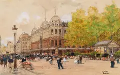 La Rue de Sèvres avec le Bon Marché à Paris by Luigi Loir, 1900, Watercolour, sold Oct 2010