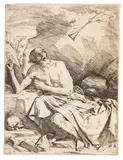 Jusepe de Ribera gen. Lo Spagnoletto, Der Heilige Hieronymus vernimmt die Klänge des Jüngsten Gerichts, 1621, Etching