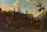 Nachfolger - Bauern mit ihrer Viehherde by Nicolaes Claes Pietersz. Berchem, Oil on canvas, sold Oct 2010