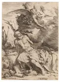 Jusepe de Ribera gen. Lo Spagnoletto, Der Heilige Hieronymus vernimmt die Klänge des Jüngsten Gerichts, 1621, Etching