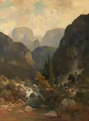Ludwig Sckell, Bayerische Gebirgslandschaft, Oil on canvas
