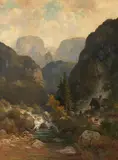 Ludwig Sckell, Bayerische Gebirgslandschaft, Oil on canvas