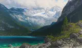 Rudolf Reschreiter, Vorderer Gosausee mit Blick auf den Dachstein, 1925, Oil on canvas