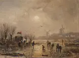Adolf Stademann, Wintervergnügen, Oil on panel