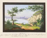 Emil Holm, Zugeschrieben - Ansicht von Aarhus, 1840, Gouache