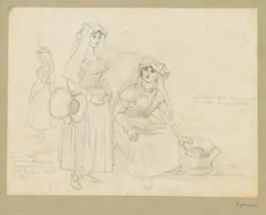 Carl Rottmann, Zugeschrieben - Zwei Frauen in italienischerTracht, 1820, Pencil drawing
