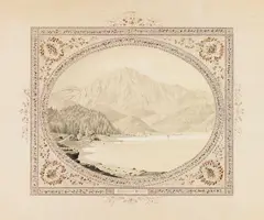 Max Kuhn, Ansicht vom Herzogstand mit Blick über den Kochelsee, Pencil