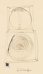 Friedensreich Hundertwasser, Figur und Spirale, 1953, Pen and India ink drawing