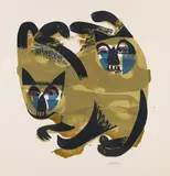 Siamkatzen by HAP Grieshaber, 1964, Woodcut in colours, sold Oct 2010