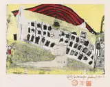 Friedensreich Hundertwasser, Mädchenfund im Gras, 1964, Farbaquatintaradierung auf festem Velin