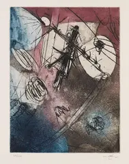 3 Blätter: Personnages I. Castronautes. Les Jupitiens by Roberto Sebastian Echaurren Matta, 1967, Lithograph in colours, sold Oct 2010