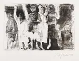 Alfred Hrdlicka, 3 Blätter: Genickschuss. Hamlet in der Klinik. Geschlossene Station, 1964, Etching