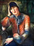 Albert Birkle, Damenbildnis - Elisabeth Starosta mit Chiffon-Bluse und Hut, 1923, Oil on canvas