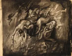 Lea Grundig, In den Abgrund, 1943, Pen and India ink drawing