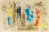 Lyonel Feininger, Six Manikins, 1953, India Ink