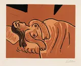 Femme endormie by Pablo Picasso, 1962, Linocut in colours, sold Oct 2010
