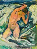 Harold Bengen, Akt in Brandung, 1908, Oil on canvas