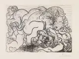 Pablo Picasso, Minotaure attaquant une Amazone, 1933, Etching