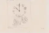 René Magritte, Ohne Titel (Horloge et Fleurs), 1950, Pencil drawing