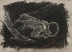 Félicien Rops, Ohne Titel, Charcoal