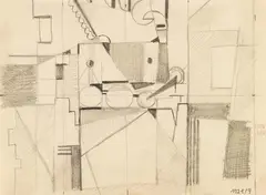 Walter Dexel, Lokomotive II, 1921, Pencil drawing