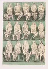 Seated Figures by Henry Moore, 1957, Lithograph in colours, sold Oct 2010