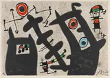 Aus: Le lézard aux plumes d'or by Joan Miró, 1971, Lithograph in colours, sold Oct 2010