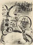 Marc Chagall, Les Cyclistes, 1956, Lithograph