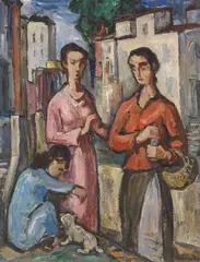 Walter Helbig, Vorstadtgespräch I, 1933, Oil on canvas