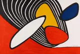 Alexander Calder, Composition with discs and black spiral, 1970, Lithograph in colours