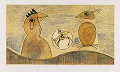 Deux Oiseaux by Max Ernst, 1975, Lithograph in colours, sold Oct 2010