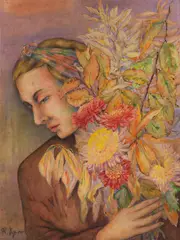 Junge Frau mit Blumen by Rudolf Schlichter, 1934, Watercolour, sold Oct 2010