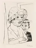 Max Beckmann, Dame mit Knabe, 1923, Drypoint