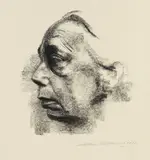 Selbstbildnis im Profil by Käthe Kollwitz, 1927, Chalk lithograph, sold Oct 2010