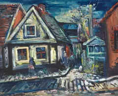 Paul Kuhfuss, Straßenecke in Leba, 1931, Tempera