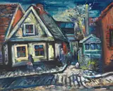 Paul Kuhfuss, Straßenecke in Leba, 1931, Tempera