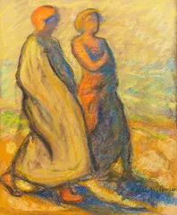 Harold Bengen, Zwei Frauen am Strand, 1907, Pastel