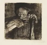 Käthe Kollwitz, Beim Dengeln, 1905, Etching