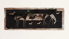Pferde auf der Weide (Fünf, eigentlich sieben Pferde) by Ewald Mataré, 1935, Farbholzschnitt auf Papier, sold Oct 2010
