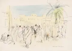 Otto Dill, Nordafrikanische Straßenszene, 1929, Watercolour