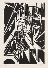 Walter Dexel, Sonne im Fenster, 1918, Woodcut