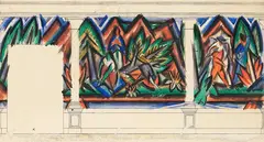 Ernst Müller-Gräfe, 2 Blätter: Menschen im Glück - Badende, 1919, Gouache