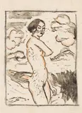 Georg Tappert, Stehender weiblicher Akt in Landschaft