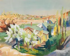 Rudolf Jacobi, Stadtansicht, 1920, Gouache