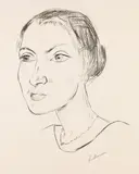 Max Beckmann, Frauenkopf mit Halskette (Frau Parcus), 1921, Lithografie auf Maschinenbütten