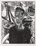 Fischer von Helgoland by Conrad Felixmüller, 1924, Woodcut, sold Oct 2010