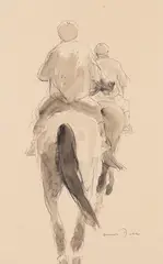 Otto Dill, Zwei Reiter, 1950, Pen and India ink drawing