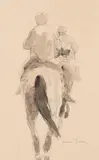 Otto Dill, Zwei Reiter, 1950, Pen and India ink drawing